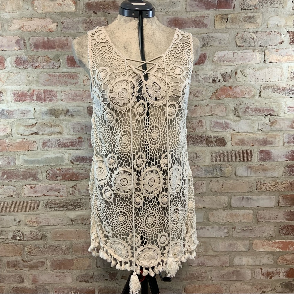 Blu pepper crochet swim cover up large